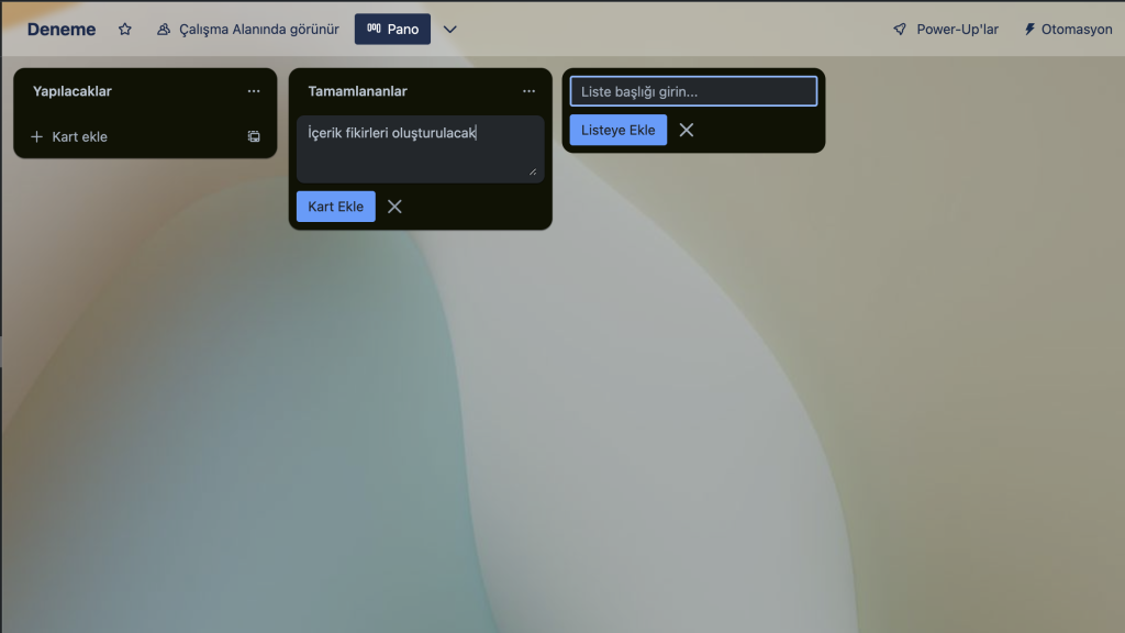 Trello Kart Oluşturma