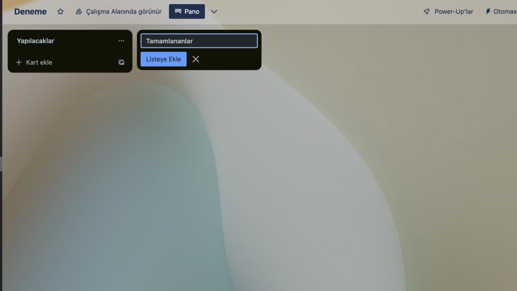 Trello'da Liste Oluşturma